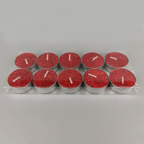 christmas tealight candles with red glitter decoration