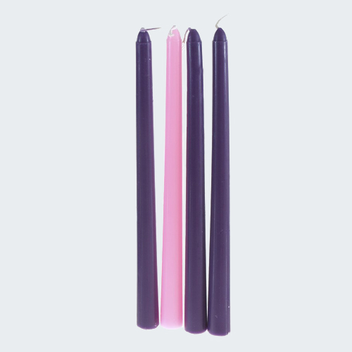 purple and pink advent taper candles set of 4