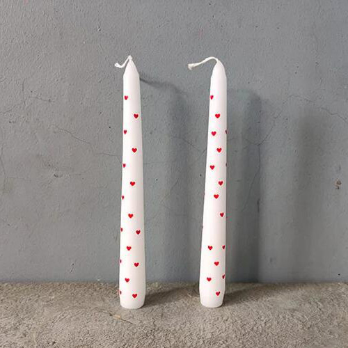 valentine hand painted heart taper candles