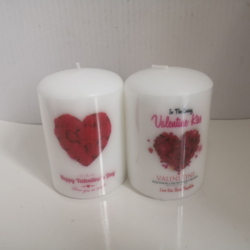 valentine heart pattern pillar candles